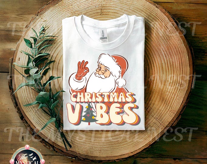 Retro Santa PNG, Christmas Vibes Sublimation, Christmas T-shirt, Santa Clipart, Vintage Christmas PNG,  Holiday Design, Festive Art