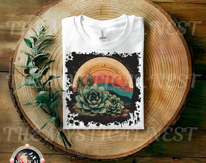 Retro Cactus PNG for Sublimation, Printable Desert Art, Western Graphic, Boho Retro Cactus, Succulent PNG, Digital Download
