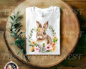 Easter Bunny Wreath PNG: Watercolor Rabbit Clipart (Digital Download)