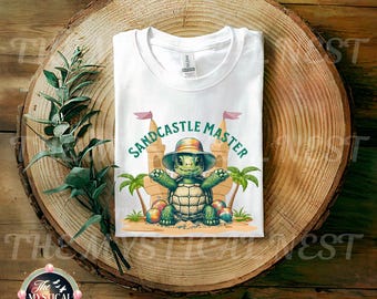 Sand Castle Master Turtle PNG, Summer Sublimation, Beach Vibes Art, Cute Beach Shirt, Digital Download