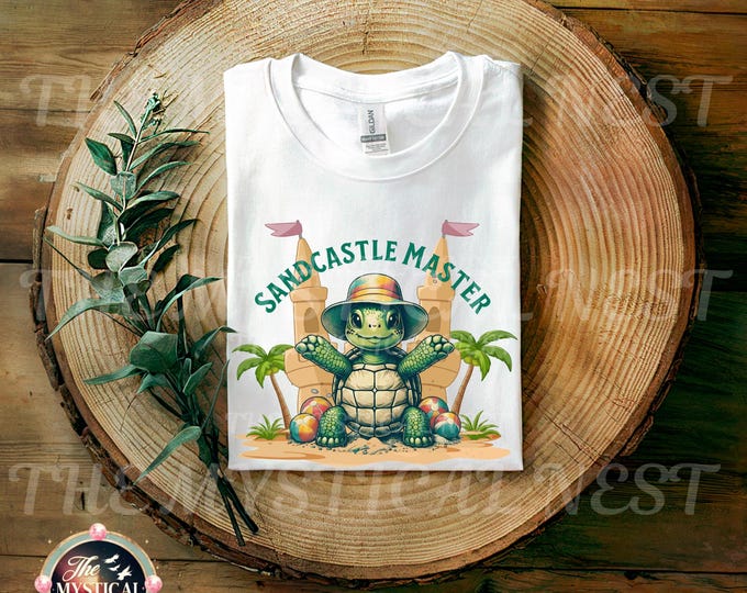 Sand Castle Master Turtle PNG, Summer Sublimation, Beach Vibes Art, Cute Beach Shirt, Digital Download