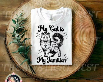 Cat PNG, My Cat Is My Familiar PNG, Digital Download, Witchy Vibes, Cat Lover, Printable Art, Witchy Decor