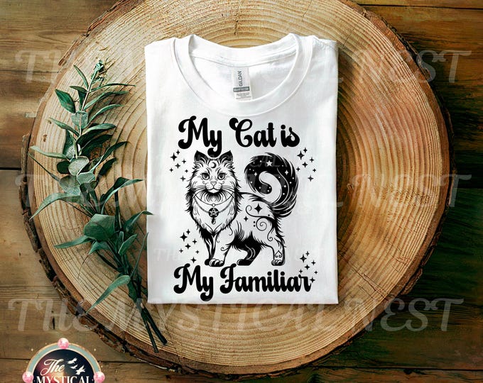 Cat PNG, My Cat Is My Familiar PNG, Digital Download, Witchy Vibes, Cat Lover, Printable Art, Witchy Decor