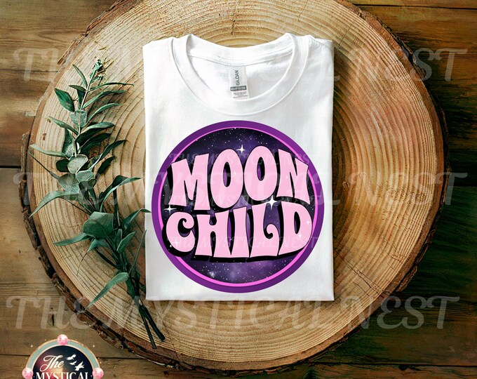 Moon Child Full Moon Clipart, Digital Download, Cosmic PNG Art, Astrology Design, Printable Sublimation, Ethereal PNG