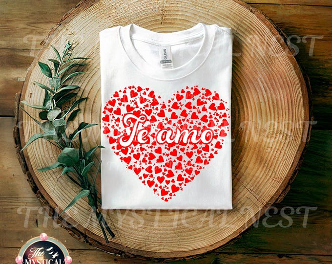 Te Amo Heart PNG, Spanish Valentine's Day Clipart (Digital Download)