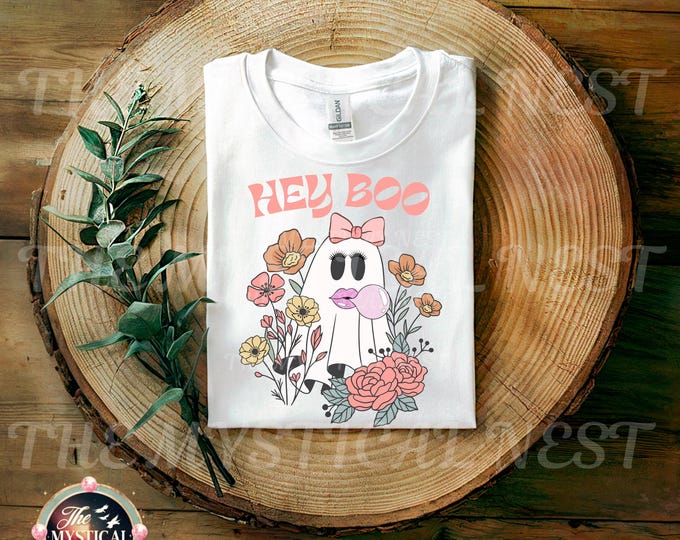 Hey Boo Ghost PNG - Cute Halloween Clipart, Digital Art Illustration, Instant Download, Ghost PNG, Halloween Decor