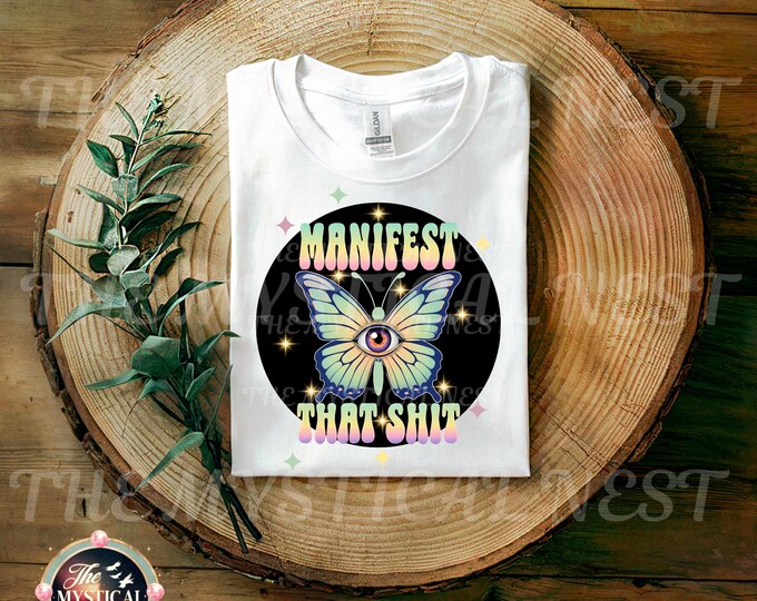 Manifest That Shit PNG, Butterfly Clipart, Manifestation Digital Download, Third Eye, Metaphysical PNG, Mystical Clipart