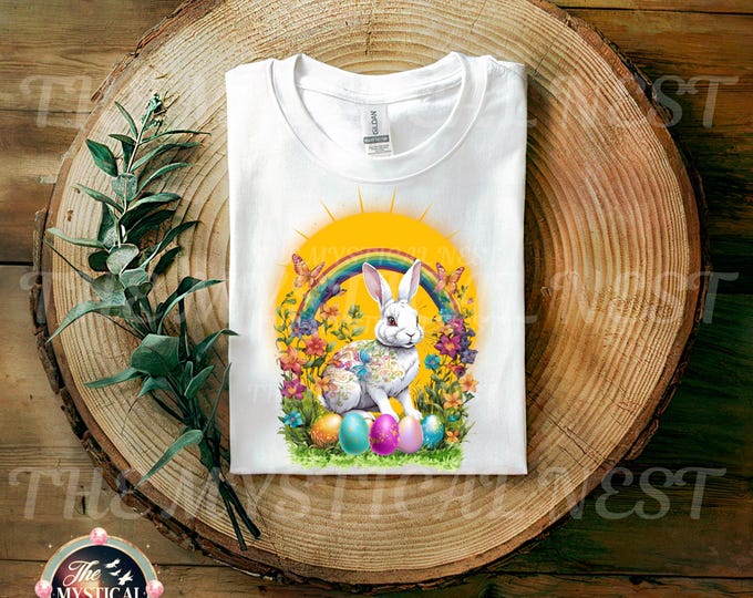 Rainbow PNG - Easter Bunny Clipart, Spring Digital Download, Rainbow & Sun Graphics, Butterfly Easter Eggs Design