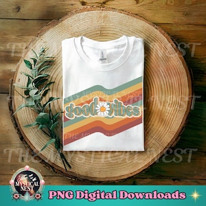 Retro Good Vibes PNG: vintage shirtontwerp (digitale download)