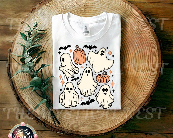 Ghost PNG, Pumpkin Clipart, Ghouls PNG, Sublimation Design, Digital Download, Spooky Decor, Halloween Clipart, Vintage Halloween Art