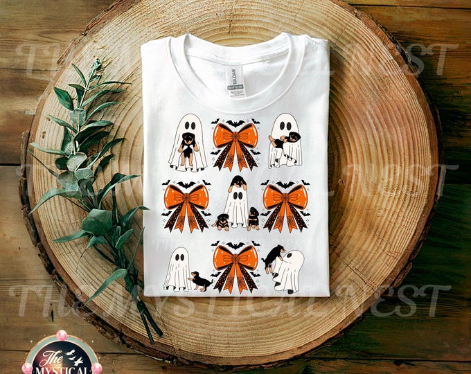 Halloween Coquette Bow Png, Cute Ghost Rottweiler Png, Trendy Halloween, Dog Lovers, Ghost Sublimation, Coquette Png