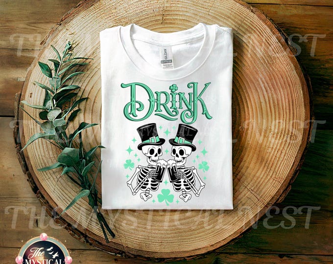 Skeleton Drinking PNG, Funny Shirt Design, Paddy Day PNG, Beer Clipart, Skeleton Clipart