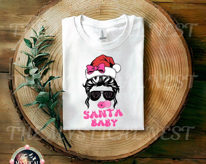 Santa Baby Flirty PNG, Christmas PNG, Christmas Shirt Design, Digital Download, Holiday Shirt Art, Festive PNG, Christmas Bubble Gum