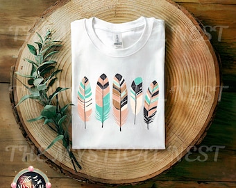 Boho Feathers PNG Sublimation Design, Digital Download, Instant Download, Printable Art, Sublimation PNG, Boho Chic Aesthetic