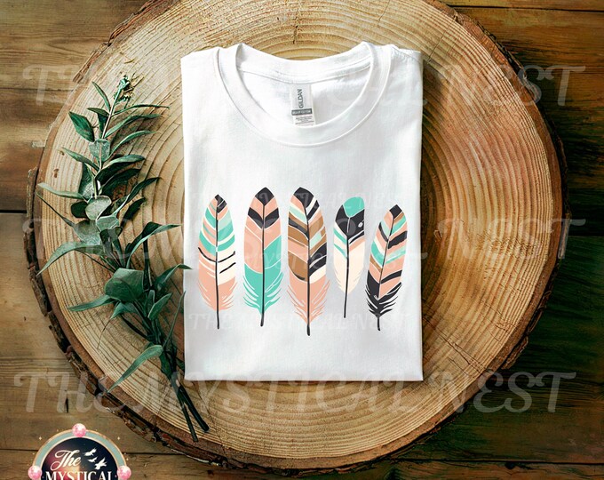 Boho Feathers PNG Sublimation Design, Digital Download, Instant Download, Printable Art, Sublimation PNG, Boho Chic Aesthetic