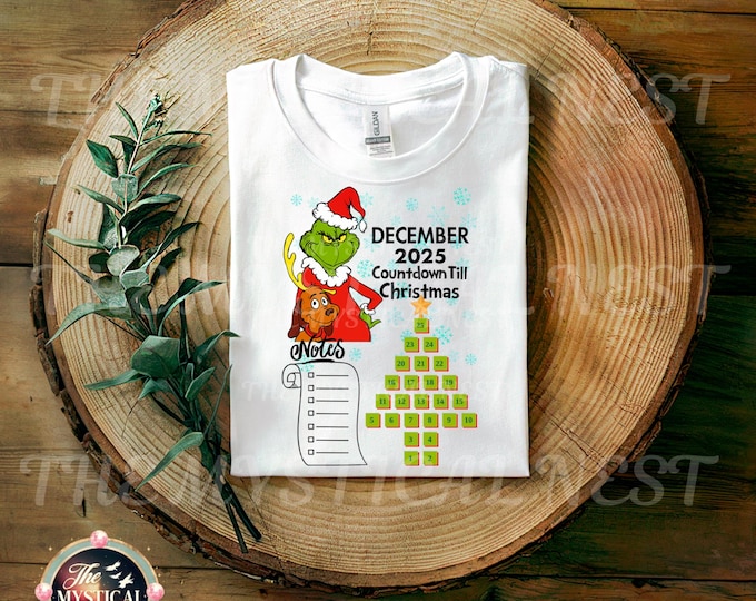 Grinch Christmas Countdown Printable Calendar, Whoville Holiday Tree Advent, Digital Download PNG