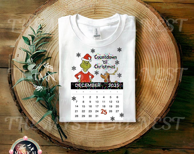 Christmas Countdown Printable Calendar, Grinch December 2025, Whoville Holiday Decor, Digital Download PNG