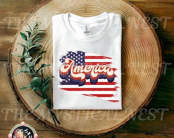 Retro America PNG: 4th of July Patriotic Design (Digital Download)