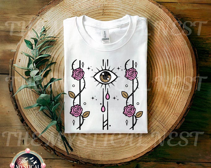 Third Eye PNG, Spiritual Art, Pink Roses Clipart, Mystical PNG, Digital Download, Sublimation Design, Printable Art