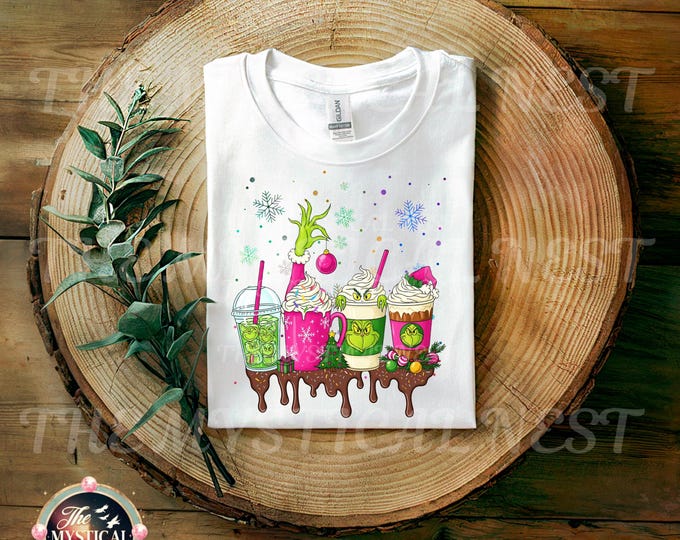 Grinch Coffee Cups PNG, Christmas Drinks, Hot Cocoa Sublimation (Digital Download)