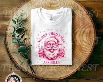 Merry Christmas Assholes PNG, Santa Clause PNG, Pink Holiday Clipart, Naughty Santa PNG, Christmas Humor, Adult Humor, Digital Download