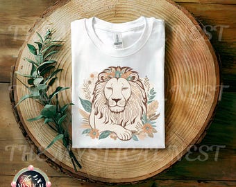 Lion PNG, Bohemian Lion Clipart, Floral Sublimation, Animal Art Digital Download, Instant Download, Lion Graphic, Safari Decor