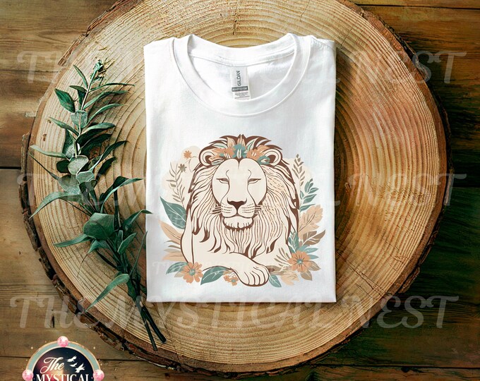 Lion PNG, Bohemian Lion Clipart, Floral Sublimation, Animal Art Digital Download, Instant Download, Lion Graphic, Safari Decor