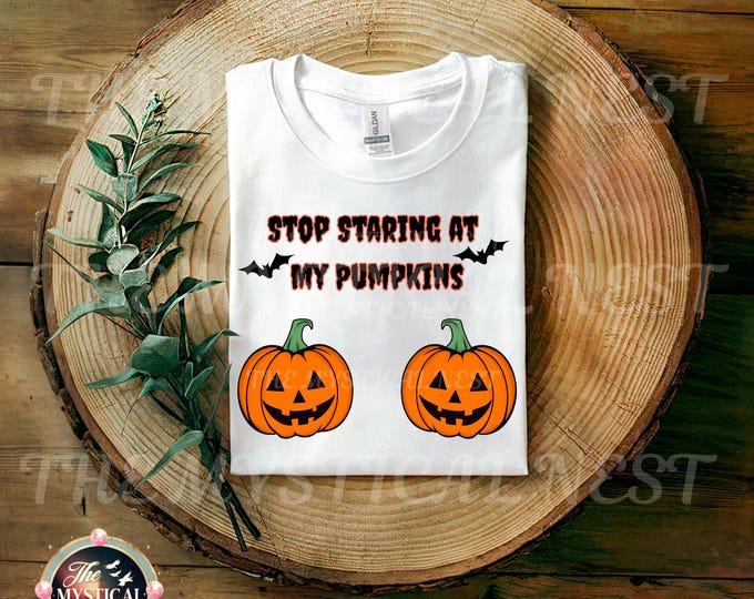 Funny Halloween PNG: Flirty Pumpkin Tee Design (Digital Download