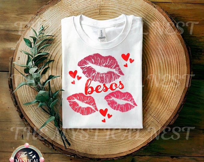 Besos Valentine PNG, Spanish Love Kiss Lips, Heart Sublimation (Digital Download)