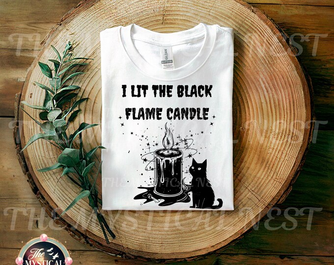 Halloween PNG, I Lit the Black Flame Candle, Black Cat PNG, Sublimation Design, Instant Download, Crafting Graphics, Digital Art