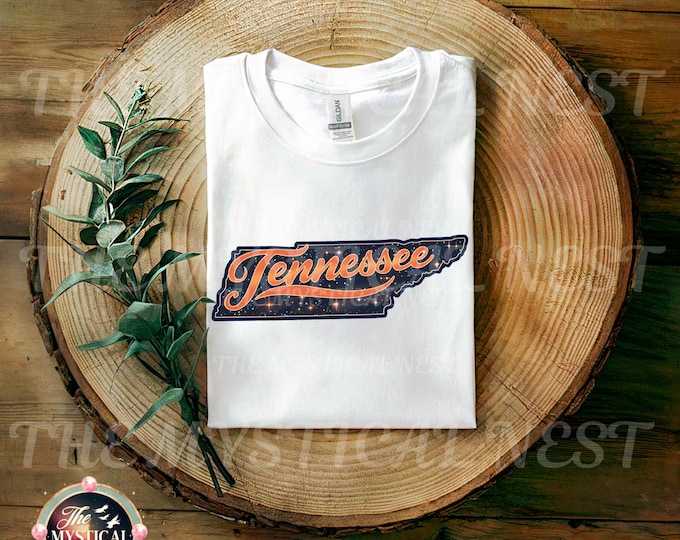 Tennessee PNG, Retro Cosmic Background, Mystical PNG, Unisex Shirt Design, Tennessee Shirt Design, Volunteer State PNG