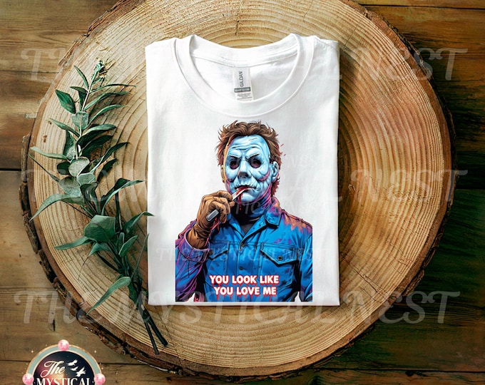 Funny Michael Horror PNG: Retro Comic Slasher, Neon Halloween (Digital Download