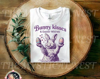 Easter Bunny Kisses PNG, Bunny Kisses Easter Wishes Design, Easter PNG or Kids, Easter Tee, Cute Easter Sublimation, Digital Download