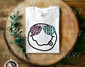 Good Vibes PNG,  Smiley Face PNG, Sublimation Digital Download, Happy Art, Instant Download, Printable Design