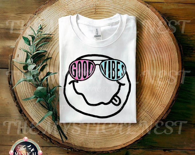 Good Vibes PNG,  Smiley Face PNG, Sublimation Digital Download, Happy Art, Instant Download, Printable Design
