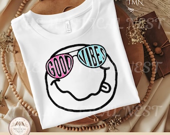 Good Vibes Smiley Face PNG : Happy Art imprimable (téléchargement numérique)