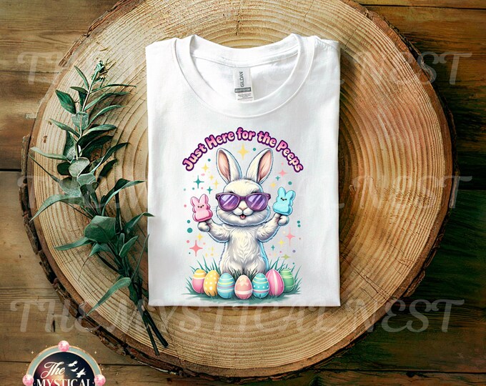 Easter I'm Just Here for the Peeps PNG, Easter Clipart, Easter PNG for Kids, Cute Bunny Rabbit Design, Easter Bunny PNG Digital Download