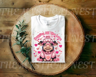 PotBelly Pig Valentine PNG, Hogging All The Fun, Farm Animal Clipart, Valentine Wall Art, Digital Download, Valentine Gift