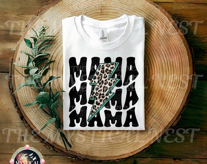 Mama Sublimation PNG, Cute Leopard Bolt PNG, Digital Download, Leopard Print Design, DIY Craft, Mama shirt Design