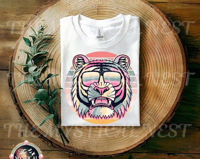 Tiger PNG Sublimation, Retro Vibes PNG, Pink Clipart Design, Instant Download, Digital Art, Sublimation Art, Craft Design, Tiger Clipart