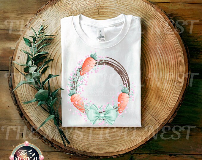 Easter Wreath PNG - Carrot Clipart, Digital Download for Sublimation Design & Holiday Print, Perfect for Easter Decor