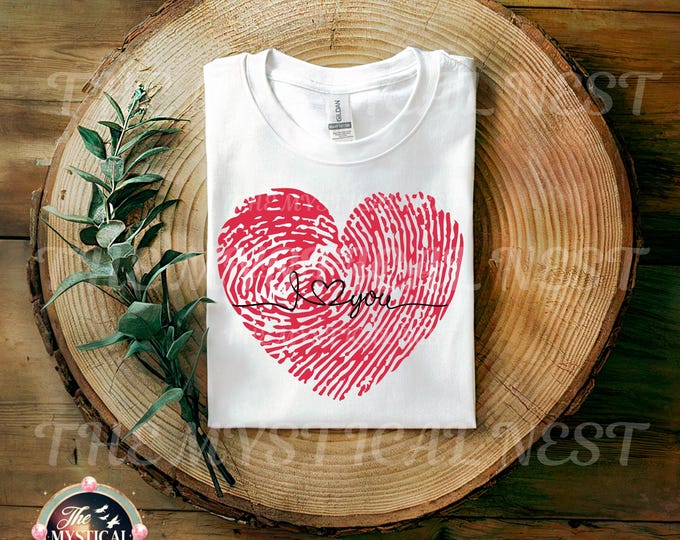 Fingerprint Heart PNG, I Love You, Valentine's Day Gift (Digital Download)