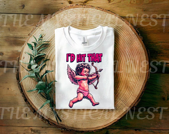 I'd Hit That PNG, Cupid Clipart, Valentine Graphic, Printable Art, Love PNG, Cupid with Arrow, Digital Download, Valentine Shirt