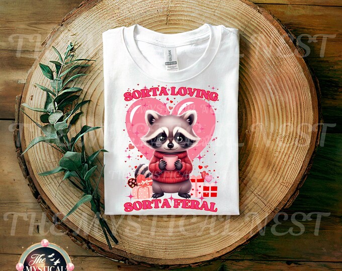 Sorta Loving Sorta Feral Valentine Racoon PNG, Digital Download, Valentine Graphics, Holiday Clip Art, Printable Art