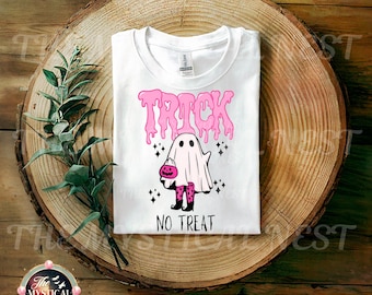 Funny Halloween Ghost PNG: Trick No Treat Sublimation Design (Digital Download