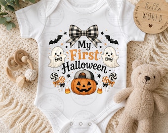 Mein erstes Halloween-Baby-Sublimationsdesign, Geist und Kürbis (PNG-Download)
