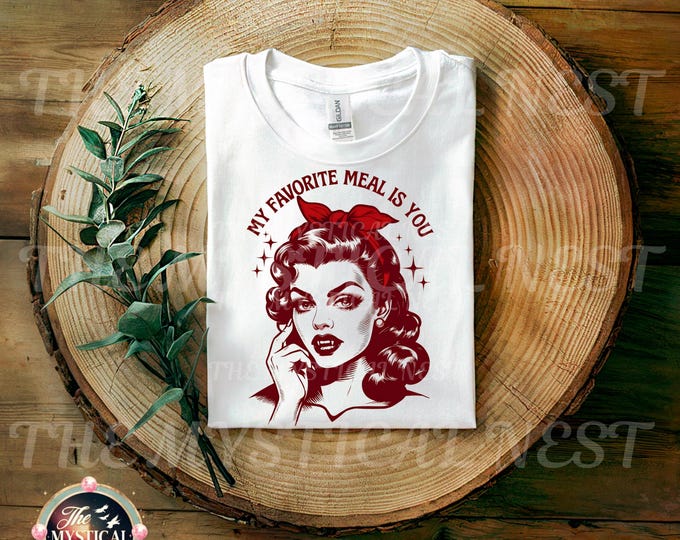 Vampire PNG, My Favorite Meal Is You, Vampire Girl Halloween, Flirty PNG, Vampire Theme, Vintage Vampire, Halloween PNG, Spooky Season