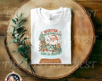 Retro Christmas Snow Globe PNG, Vintage Santa Reindeer Sublimation Design
