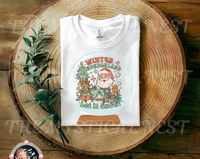 Retro Santa Snow Globe PNG, Winter Wonderland Clipart (Digital Download)