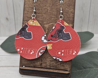 Kansas City Chiefs Faux Leather Earrings